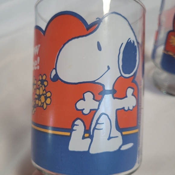 Peanuts Snoopy & Woodstock Big "How Nice" VTG Lot of 2 Glasses - Picture 4 of 10